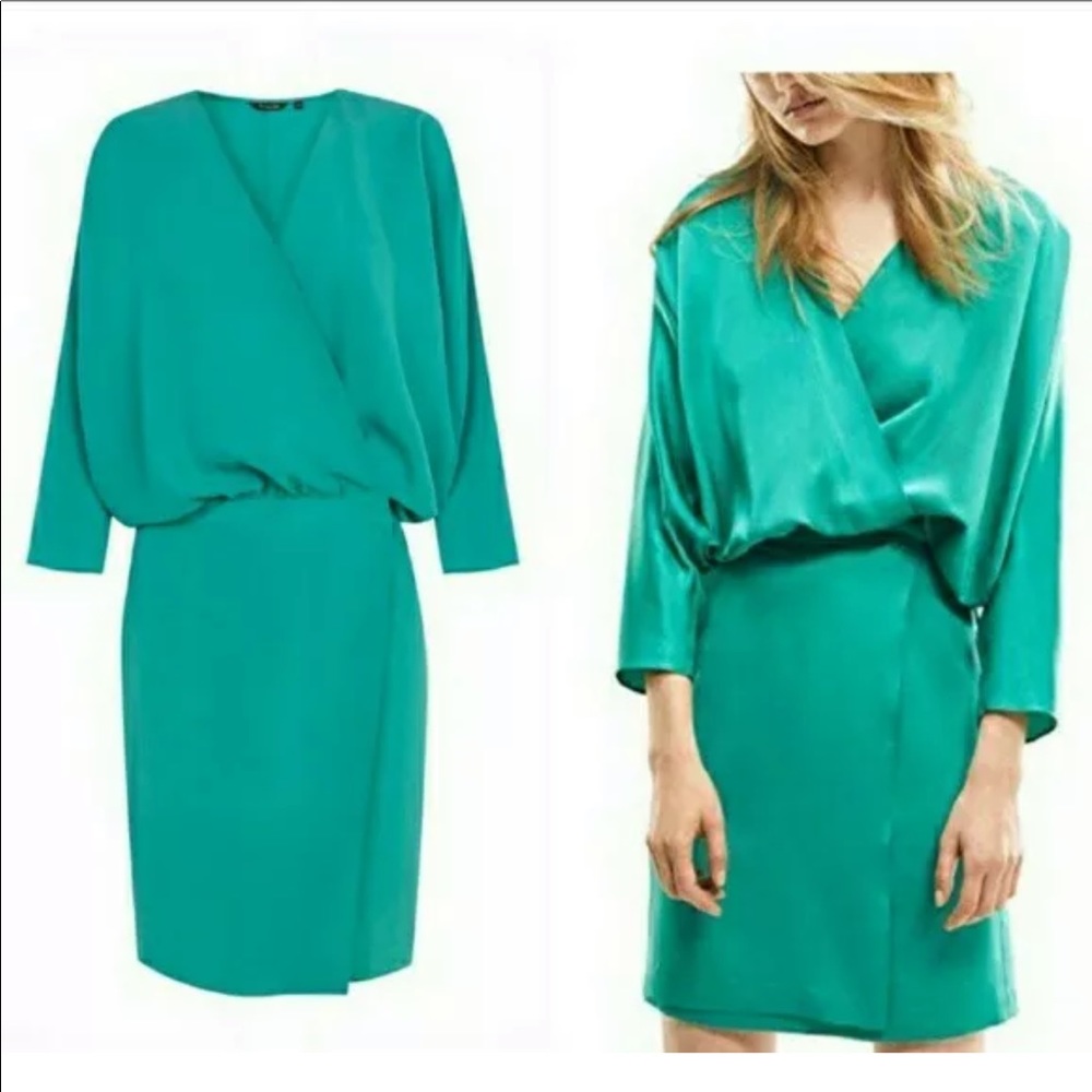 New Massimo Dutti Silk green dress